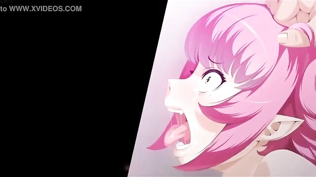 Cartoon babe gets wild at 3D hentai sex concert, face covered in cum.