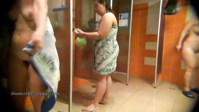 Public shower room is full of naked Russian women