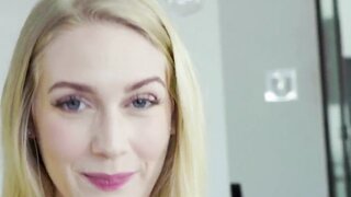 Emma Starletto gags and throats on massive cock in hot porn video. Blonde gets mouth sperm in huge cum load.