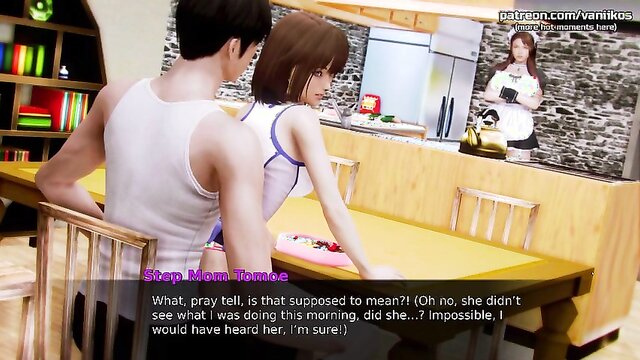 Waifu Academy - Cute Little 18yo Asian Stepsister Teen Creampied By Big Cock Stepbrother At The Tennis Court - #32 Naughty Japanese Teen Stepsister Sits On Stepbrother\'s Cock While Stepmom Is Cooking Dinner. Game in the video - Waifu Academy