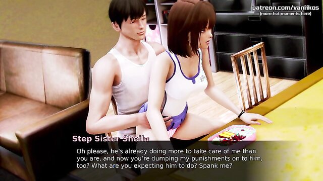 Waifu Academy - Cute Little 18yo Asian Stepsister Teen Creampied By Big Cock Stepbrother At The Tennis Court - #32 Naughty Japanese Teen Stepsister Sits On Stepbrother\'s Cock While Stepmom Is Cooking Dinner. Game in the video - Waifu Academy