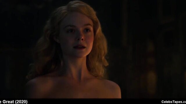 celebrity Elle Fanning nude and sex scenes from The Great