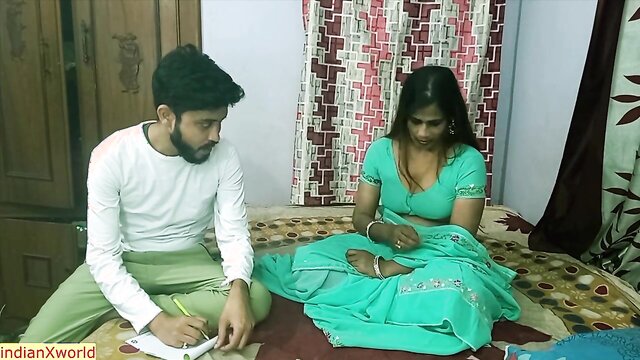 Hot English madam and teen get naughty in private tuition session, dirty talk and sexy saree action on xxx tube.