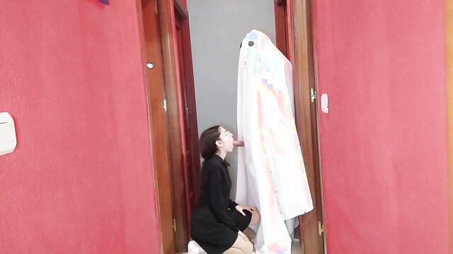 Spooky Ghost Fucks Adorable Teen Video of humor and sex. An adorable girl is walking through the corridors of an old abandoned house when suddenly she hears a strange noise and without realizing it, a very horny and material ghost ta