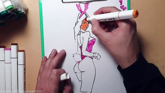 Drawing Technique , Female Sexy Figure , speed Drawing process sketch markers Hi guys, thanks for watching me. It will be a pleasure to have your comments. In this video I show the simple process of creating a sketch of a sexy girl)) I use the cheapest markers for sketching