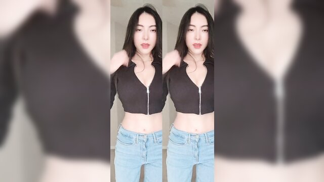 Chinese Asian real movie actress goes topless in America Elise is finally opening up for you in the USA. Watch this sexy striptease and beautiful reveal of her flawless tits.