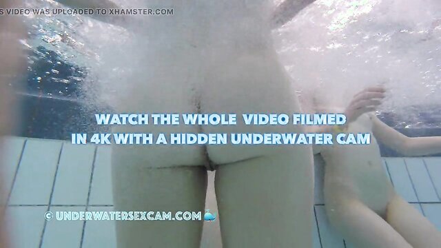 TEASER HOT PIERCED TEENS Hot pierced teens show their bodies and pussies underwater in a sauna pool but they do not know a camera is filming them.
