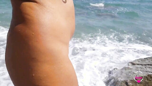 nippleringlover horny milf naked at nude beach sexy tanned body extreme pierced nipples and pierced pussy close up nippleringlover hot mom small boobs huge pierced nipples extreme stretched nipple piercings pierced pussy lips playing with waves naked outdoors at nude public beach hot pussy big nipples close up