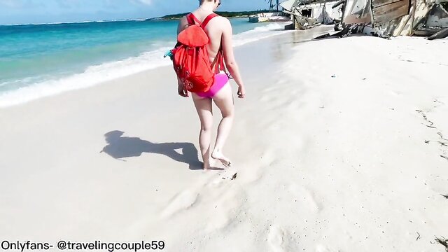 Public beach FUCKING on Caribbean Beach, BLOWJOB, Public sex We went on a nudist beach in the Caribbean and my slut wife wanted to fuck strangers and suck their dicks