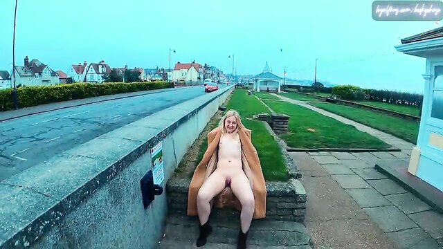 Young blonde exhibitionist wife walking nude around Felixstowe seafront, England I get turned on walking nude in public places, maybe one day I\'ll be brave enough to go out during a rush hour, until then I will keep pushing my luck and hope I get spotted by people passing by