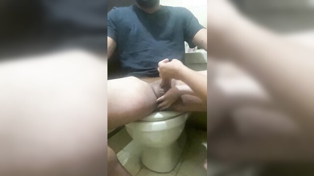 my wife masturbates me in the bathroom