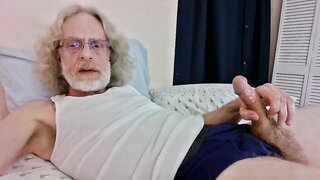 Enjoy the erotic video of this mature gay daddy Jerkin Dad 14 masturbating his dong in blue briefs with a massive cumshot!