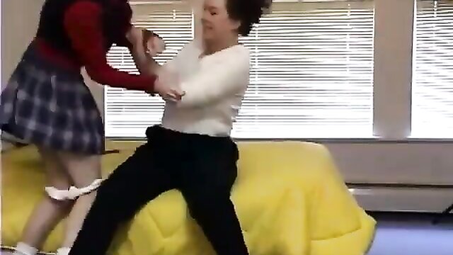 Redhead gets a firm spanking on her butt, roughing up her hairdo. Watch this amateur porn with hardcore spanking and harsh discipline.