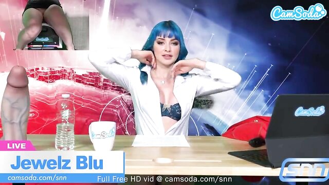 Big Tits Jewelz Blu Rides Sybian And Masturbates Live On Air